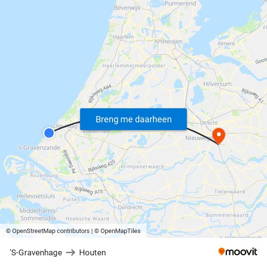 'S-Gravenhage to Houten map