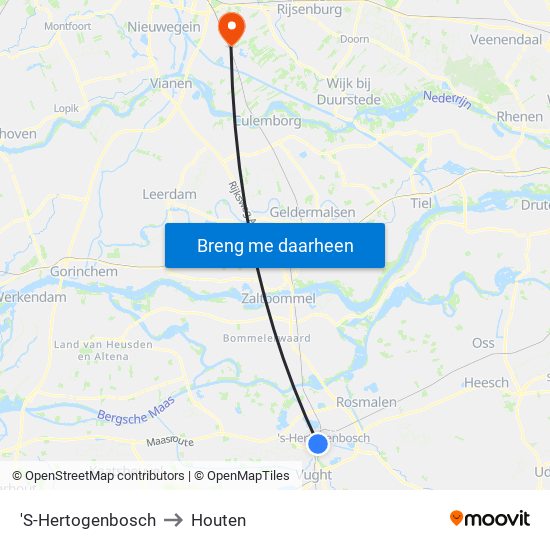 'S-Hertogenbosch to Houten map