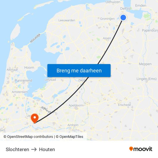 Slochteren to Houten map