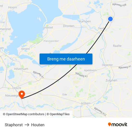 Staphorst to Houten map