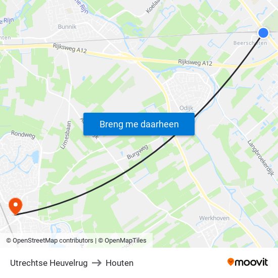 Utrechtse Heuvelrug to Houten map