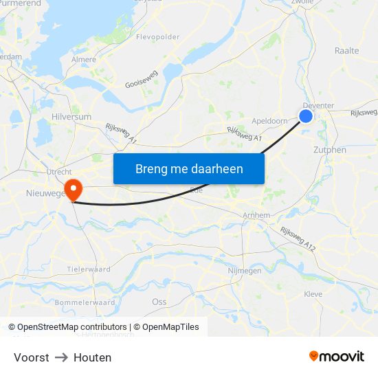 Voorst to Houten map