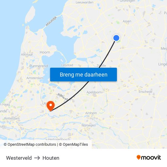Westerveld to Houten map