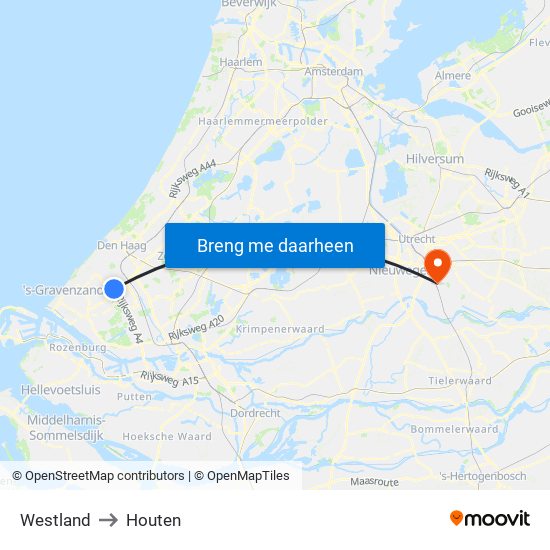 Westland to Houten map