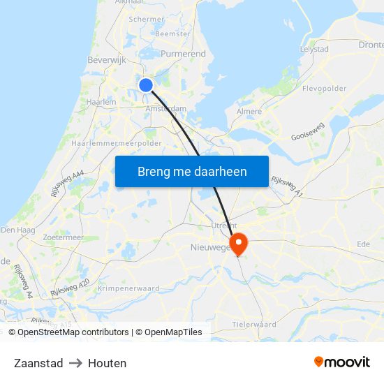Zaanstad to Houten map