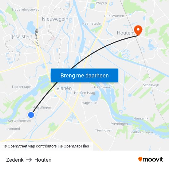 Zederik to Houten map