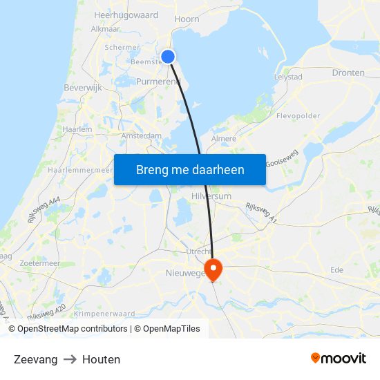 Zeevang to Houten map