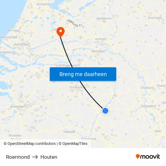 Roermond to Houten map