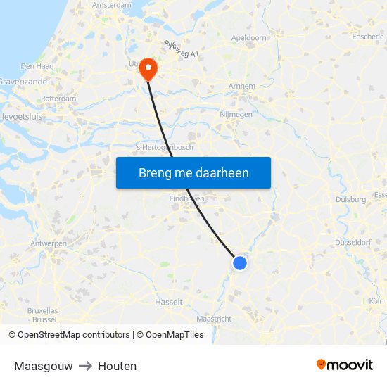 Maasgouw to Houten map