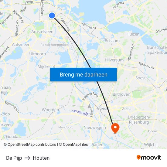 De Pijp to Houten map