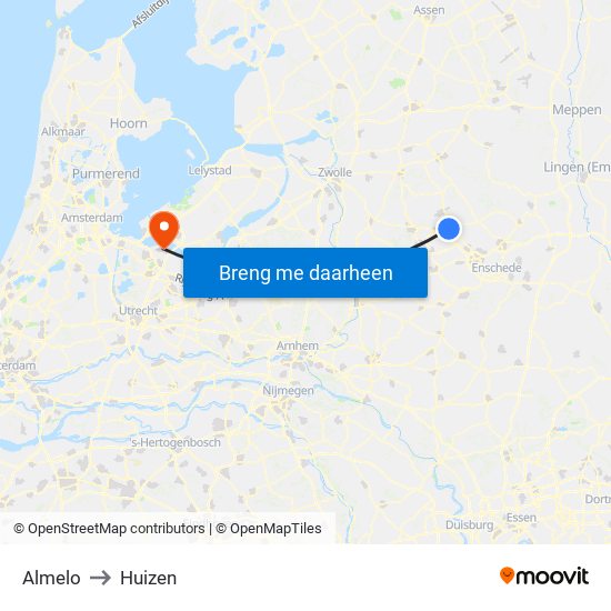 Almelo to Huizen map