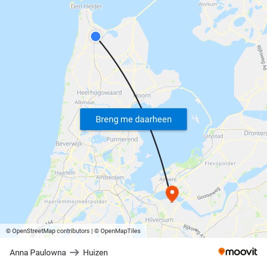 Anna Paulowna to Huizen map