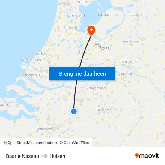 Baarle-Nassau to Huizen map