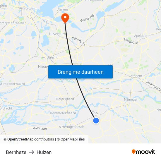 Bernheze to Huizen map