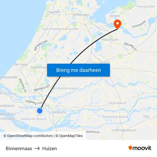 Binnenmaas to Huizen map