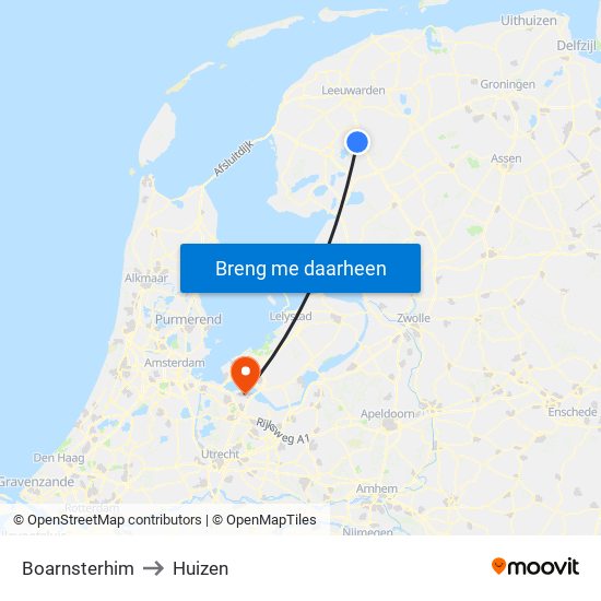 Boarnsterhim to Huizen map