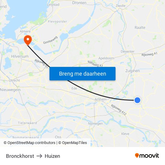 Bronckhorst to Huizen map