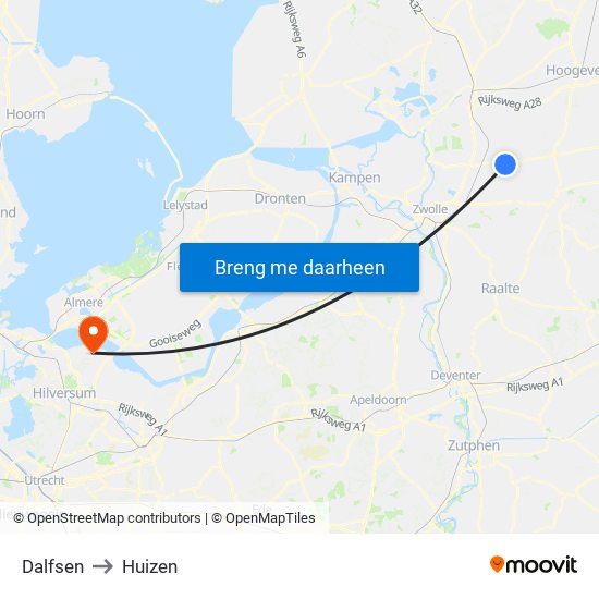 Dalfsen to Huizen map