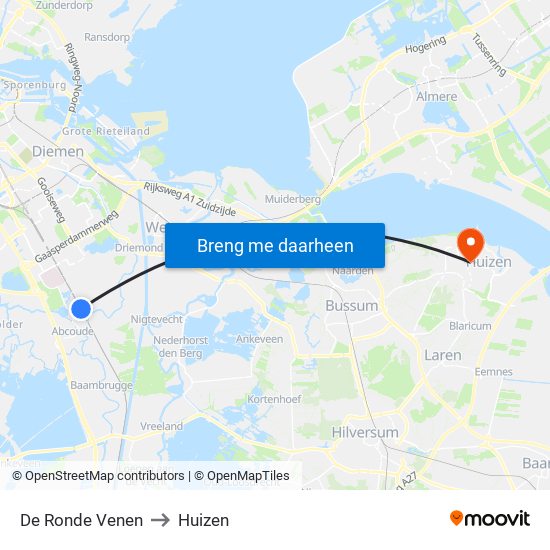 De Ronde Venen to Huizen map