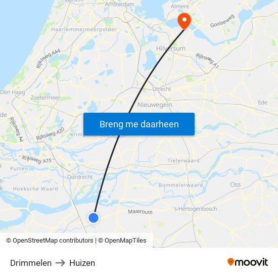 Drimmelen to Huizen map