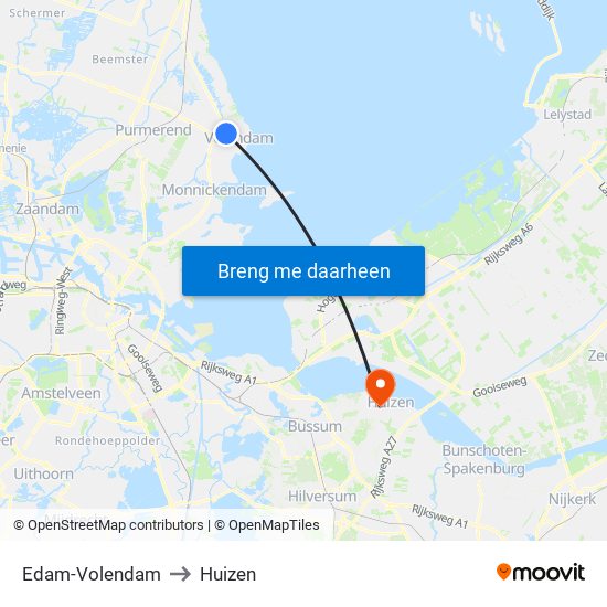 Edam-Volendam to Huizen map