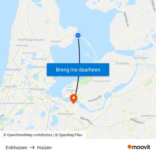 Enkhuizen to Huizen map