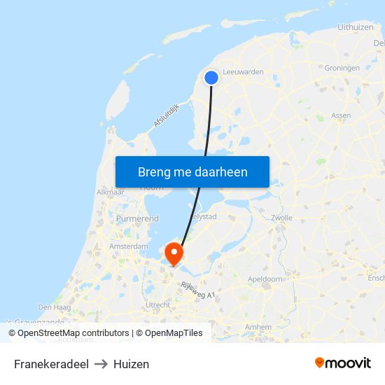 Franekeradeel to Huizen map