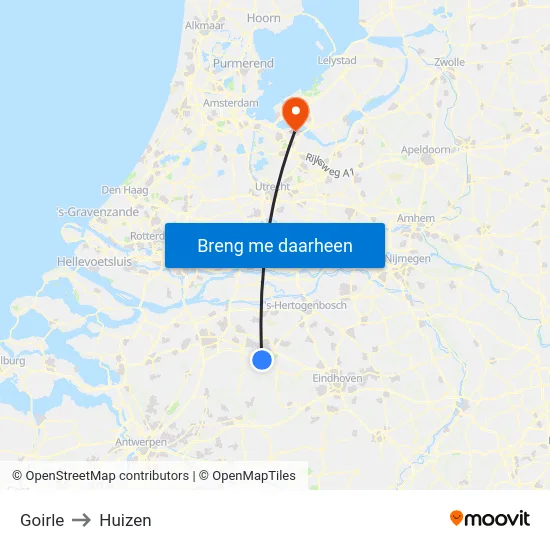 Goirle to Huizen map