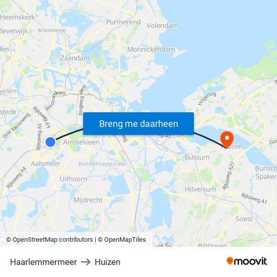 Haarlemmermeer to Huizen map