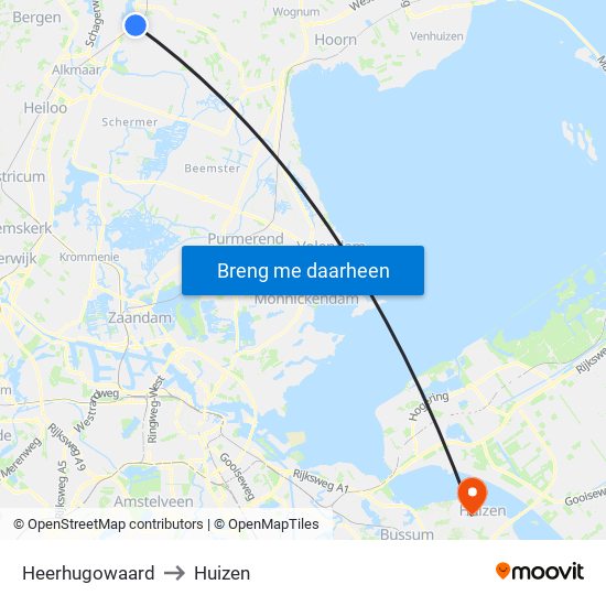 Heerhugowaard to Huizen map