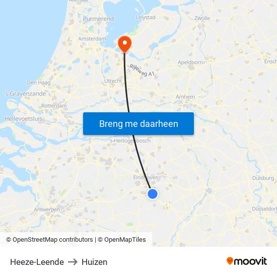 Heeze-Leende to Huizen map
