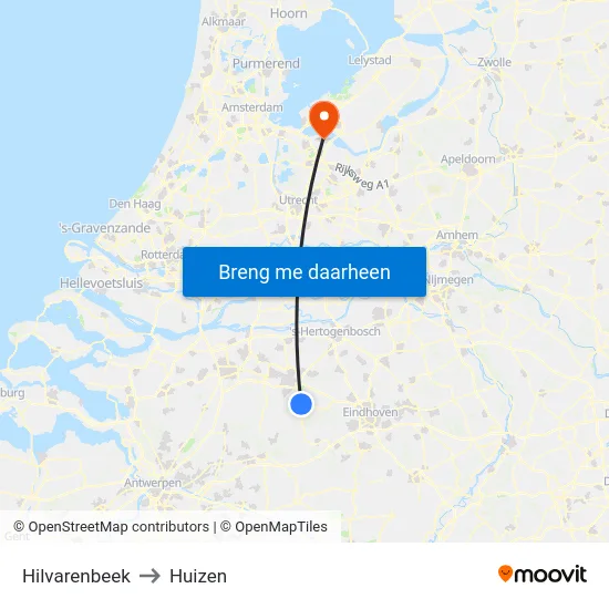 Hilvarenbeek to Huizen map
