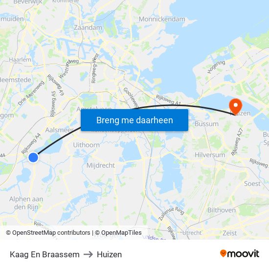 Kaag En Braassem to Huizen map