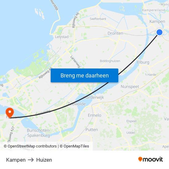 Kampen to Huizen map