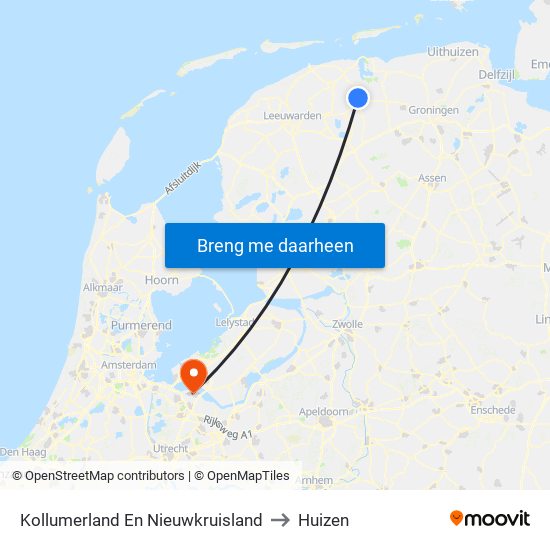 Kollumerland En Nieuwkruisland to Huizen map
