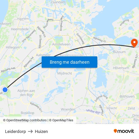 Leiderdorp to Huizen map