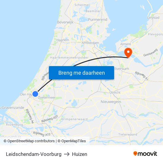 Leidschendam-Voorburg to Huizen map