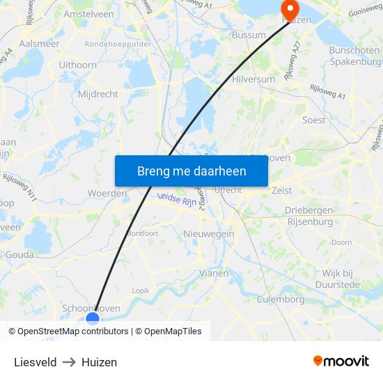 Liesveld to Huizen map