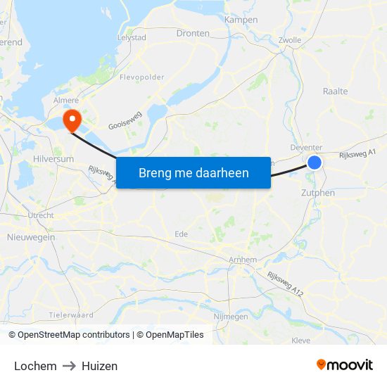 Lochem to Huizen map