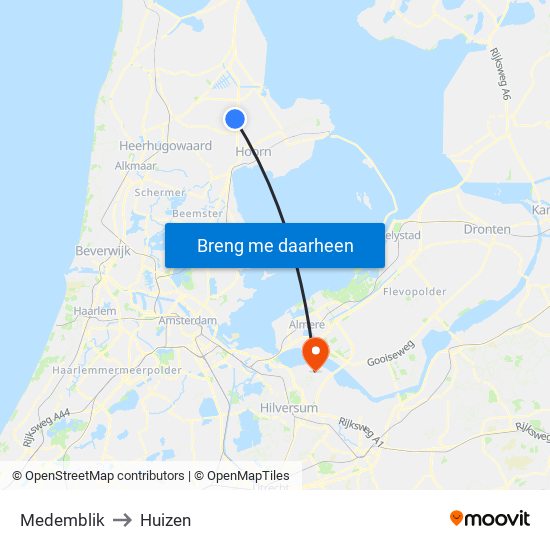 Medemblik to Huizen map