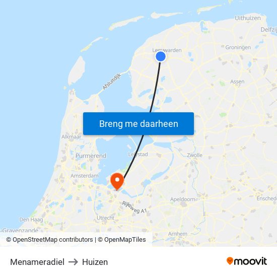 Menameradiel to Huizen map