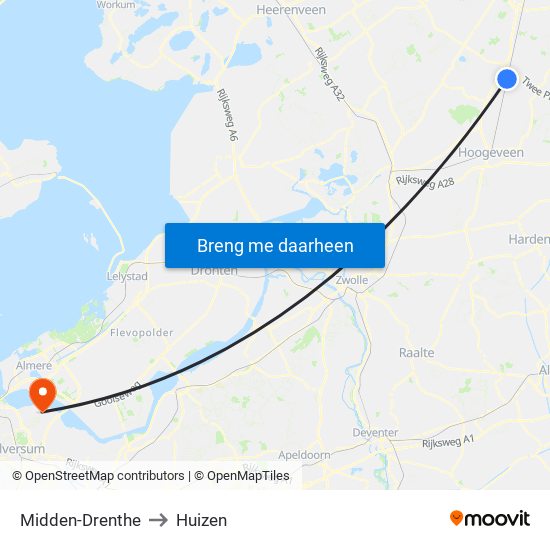 Midden-Drenthe to Huizen map