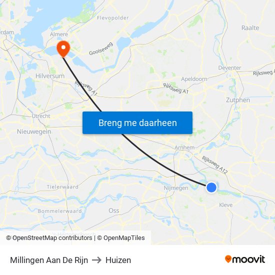 Millingen Aan De Rijn to Huizen map