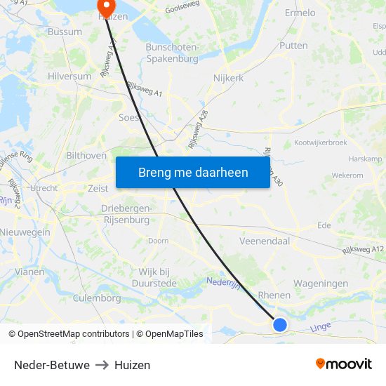 Neder-Betuwe to Huizen map