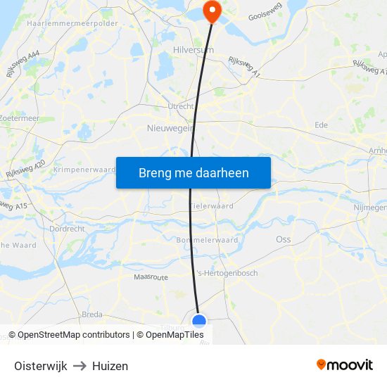 Oisterwijk to Huizen map