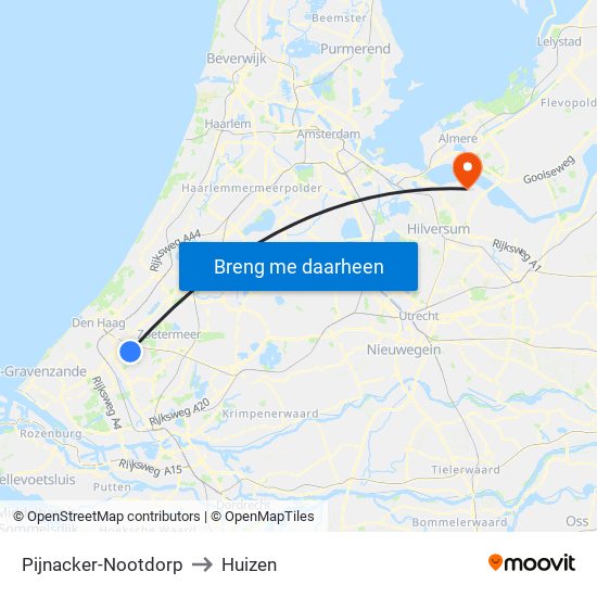 Pijnacker-Nootdorp to Huizen map