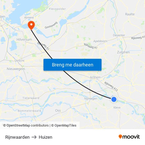 Rijnwaarden to Huizen map