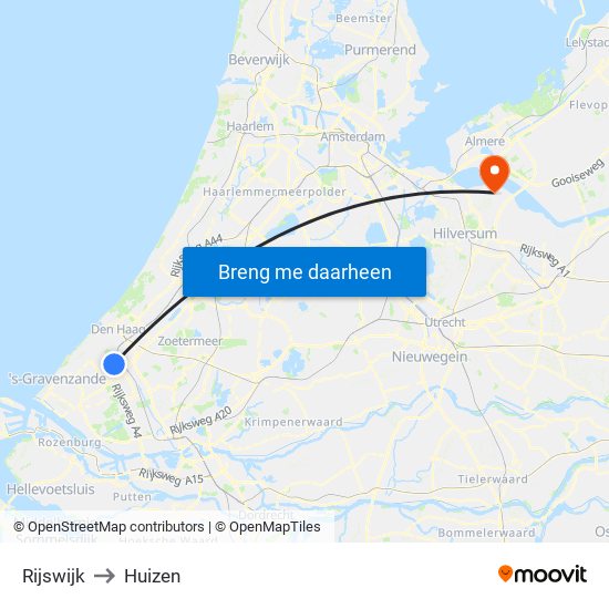 Rijswijk to Huizen map
