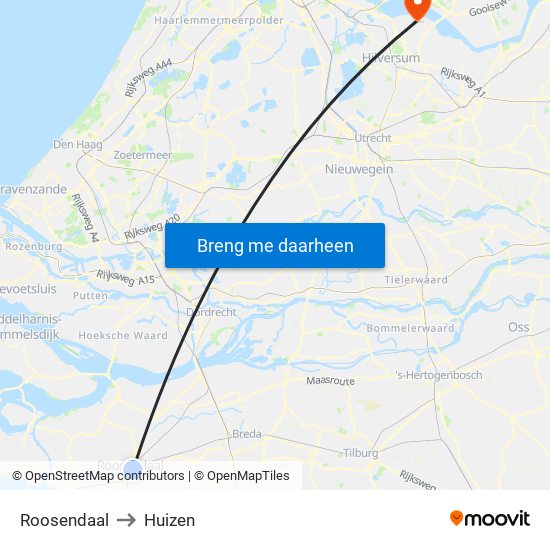 Roosendaal to Huizen map