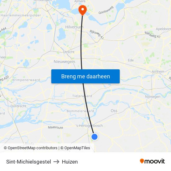Sint-Michielsgestel to Huizen map